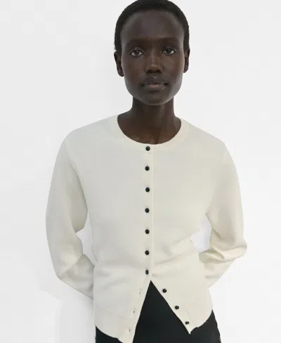 Mango Women's Knitted Button Cardigan Sweater In White