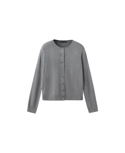 Mango Women's Knitted Button Crew-neck Cardigan In Gray