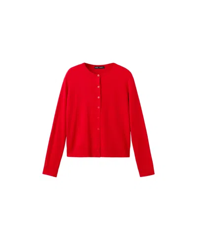 Mango Women's Knitted Button Crew-neck Cardigan In Red