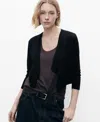 Mango Open Front Cardigan In Black