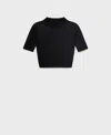 Mango Women's Knitted Cropped Sweater In Black