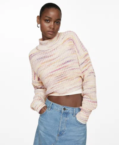 Mango Women's Knitted Cropped Sweater In Light Beige