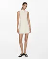 Mango Knitted Perkins Neck Dress Ecru In Ecru