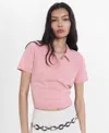 Mango Cielo Short Sleeve Polo Sweater In Pink