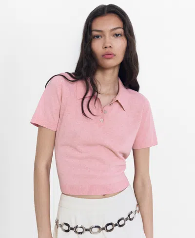 Mango Women's Knitted Polo Neck Sweater In Pink