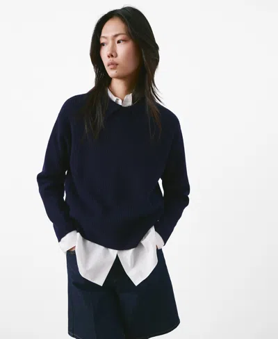 Mango Women's Knitted Polo-neck Sweater In Blue