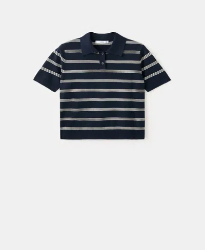 Mango Women's Knitted Polo-neck Sweater In Blue