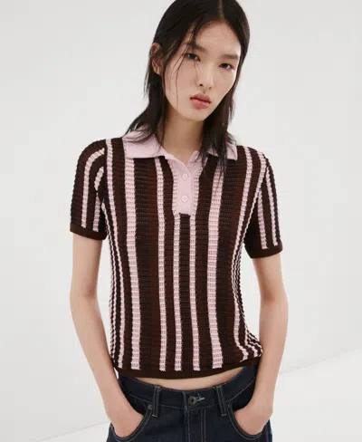 Mango Women's Knitted Polo-neck Sweater In Brown
