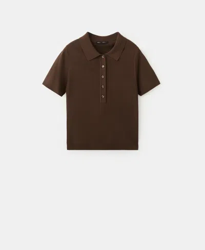 Mango Women's Knitted Polo-neck Sweater In Brown