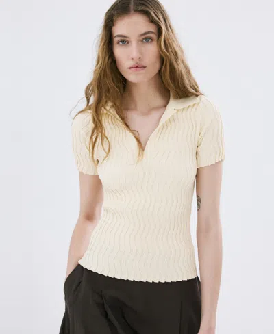 Mango Women's Knitted Polo-neck Sweater In Pink