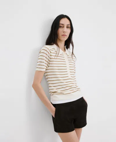 Mango Women's Knitted Polo-neck Sweater In White
