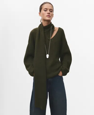 Mango Women's Knitted Scarf Sweater In Animal Print