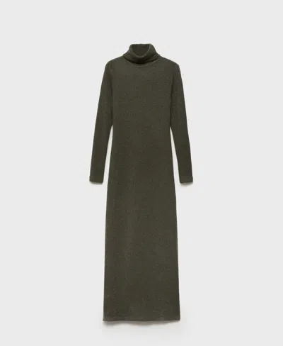 Mango Women's Knitted Turtleneck Dress In Green
