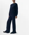 Mango Knitted Wideleg Trousers Dark Navy In Dark Navy