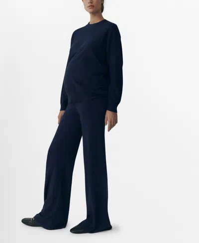 MANGO WOMEN'S KNITTED WIDE LEG PANTS