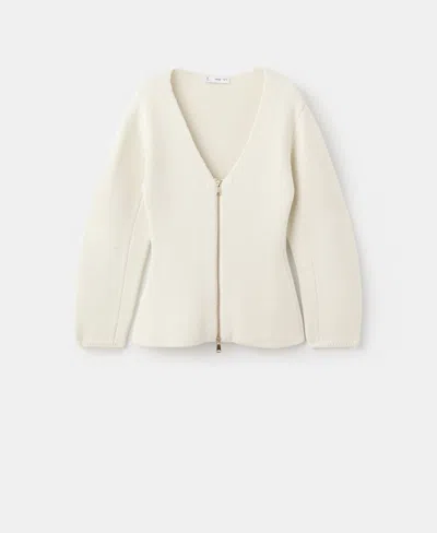 Mango Women's Knitted Zip Jacket In Neutral
