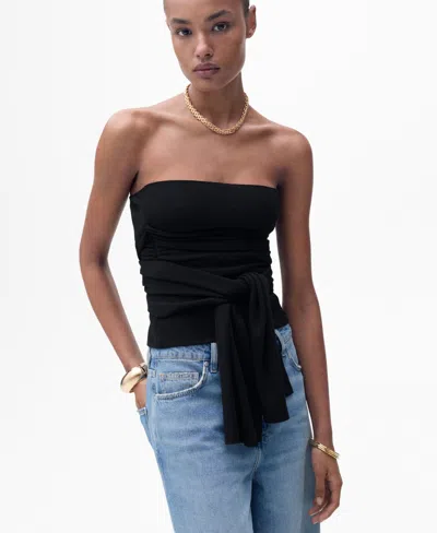 Mango Women's Knot Detail Bandeau Top In Black