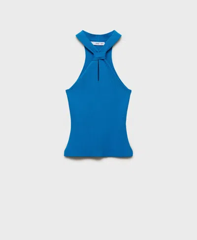 Mango Women's Knot Detail Halter-neck Top In Blue
