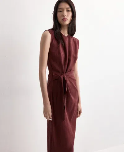 Mango Women's Knot Detail Lyocell Dress In Brown