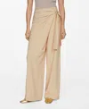 Mango Lyocell Trousers With Knot Detail Beige In Light Beige