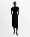 Mango Midi-dress With Knot Detail Black In Black