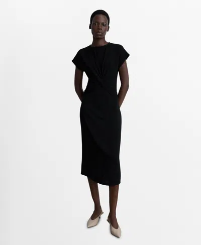 MANGO WOMEN'S KNOT DETAIL MIDI-DRESS