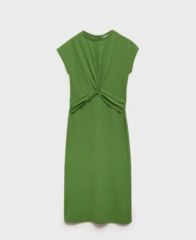 Mango Women's Knot Detail Midi-dress In Emerald Green