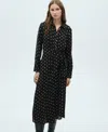Mango Polka Dot Long Sleeve Shirtdress In Black
