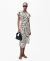 Mango Printed Dress With Knot Detail Ecru In Ecru