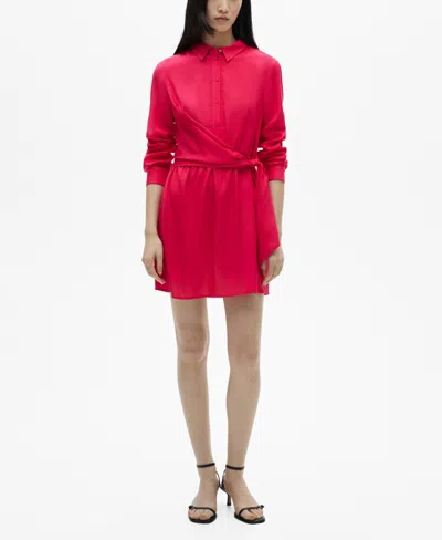 Mango Women's Knot Detail Shirt Dress In Red