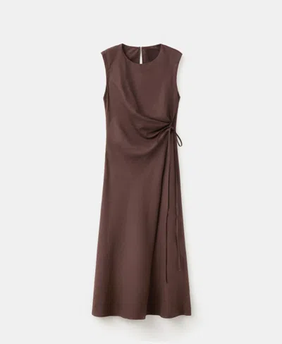Mango Women's Knot Detail Wrap Midi-dress In Brown