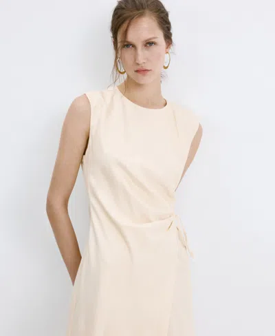 Mango Women's Knot Detail Wrap Midi-dress In White