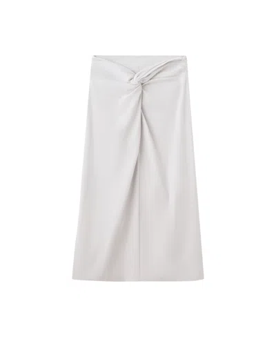 Mango Women's Knot-detail Midi Skirt In Gray