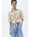 Mango Floral Button-up Linen Shirt In Multi