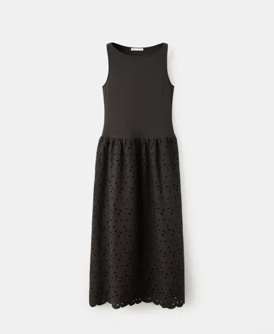 Mango Women's Lace Accents Embroidered Combined Dress In Animal Print