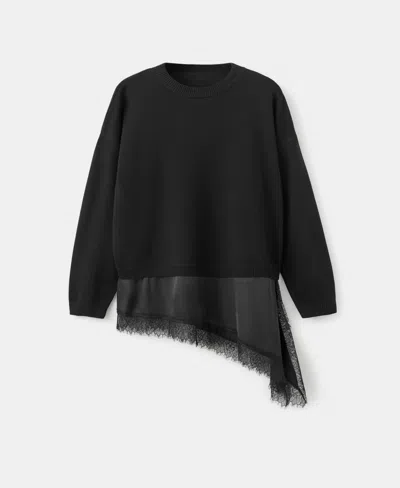 Mango Women's Lace Combo Jumper Sweater In Black