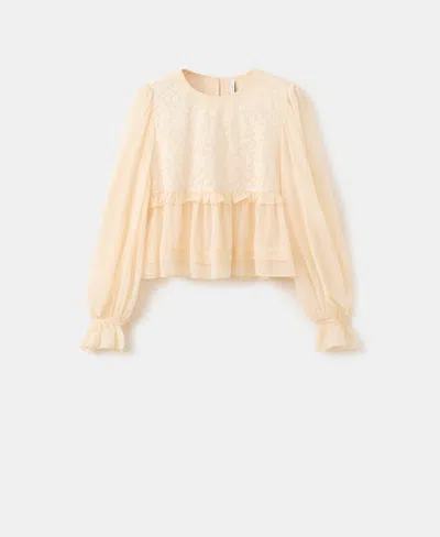 Mango Women's Lace Contrast Blouse In Yellow