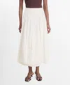 Mango Pleated Lace Trim Cotton Midi Skirt In White