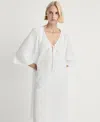 Mango Women's Lace Detail Cotton Robe In White