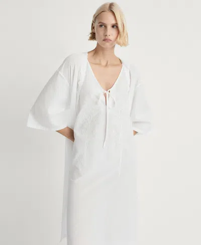 Mango Women's Lace Detail Cotton Robe