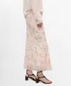 Mango Christy Floral Lace Trim A-line Midi Skirt In Pink