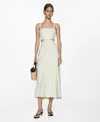 Mango Women's Lace Detail Slit Dress In Ecru