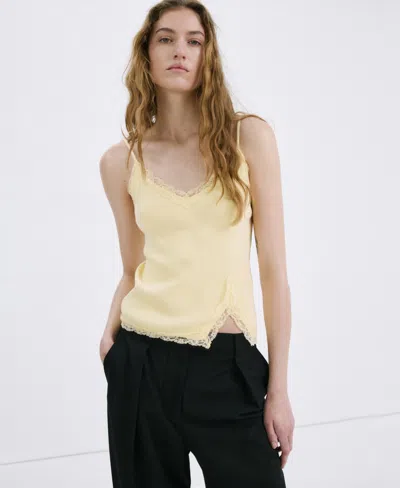 Mango Women's Lace Detail Top In Neutral