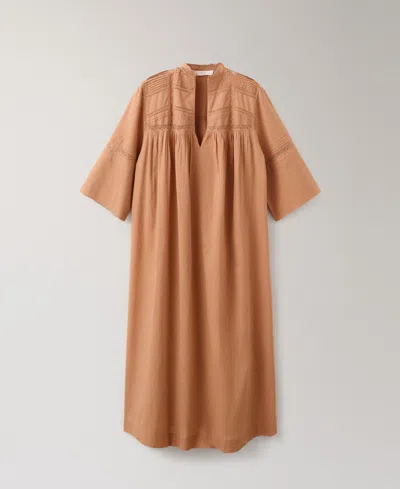 Mango Cotton Nightgown With Lace Details In Copper