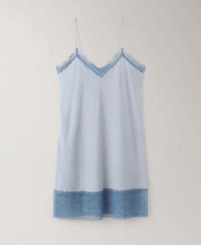 Mango Women's Lace Details Nightgown In Blue