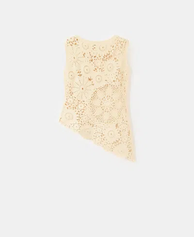 Mango Women's Lace Pattern Floral Knitted Top In Yellow