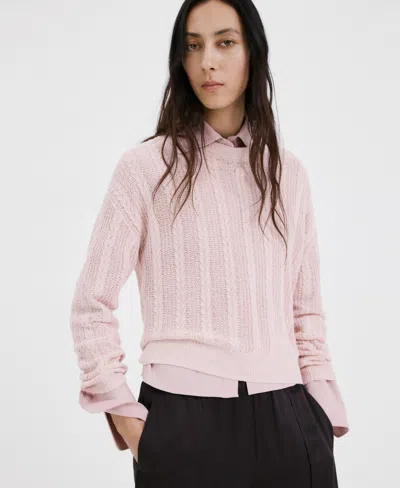 Mango Women's Lace Pattern Knit Sweater In Pink