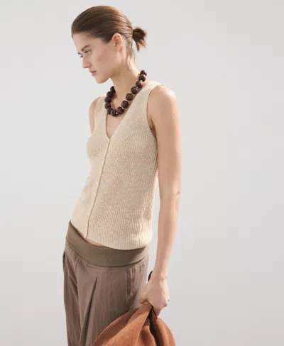 Mango Women's Lace Pattern Knitted Vest In Neutral