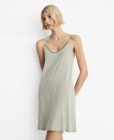 Mango Women's Lace Trim Cotton Nightdress