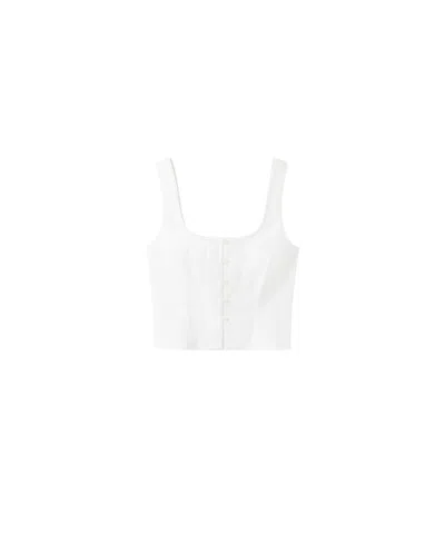 Mango Women's Lace-detail Button-front Sleeveless Blouse In Off White